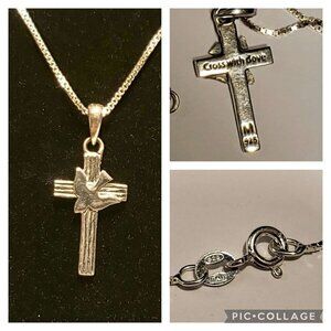 Marina Sterling Silver Cross With Dove, plus 18" Sterling Chain - Israel